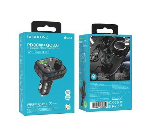 Модулятор Bluetooth "BC54" Borofone PD30W+QC3.0 Black &mdash; основне фото товару
