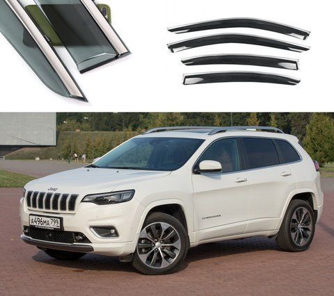 Дефлектори Вікон Вітровики Jeep Cherokee V (KL,5-покоління) 2013- "Нержавіюча смуга 3D" &mdash; основне фото товару