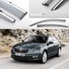 Дефлекторы окон Ветровики Skoda Octavia III (A-7) SED 2013- "FLY" (Нержавеющая полоса 3D, на скотче)