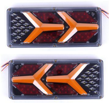 Задний фонарь прямоугольный LED 12/24V 330&times;140&times;20 мм дизайн Lamborghini с проводом для грузовика комплект 2 шт LED-51 (4092)