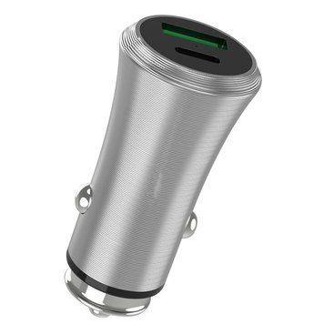 АЗП 12/24V 1USB-1Type-C YY-C11 PD 20W+QC3.0 38W метал (Led подсветка) Черная