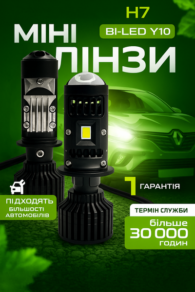 Y10 Pro LED міні-лінза H7 12V 60W 6000Lm 6000K Canbus &mdash; основне фото товару