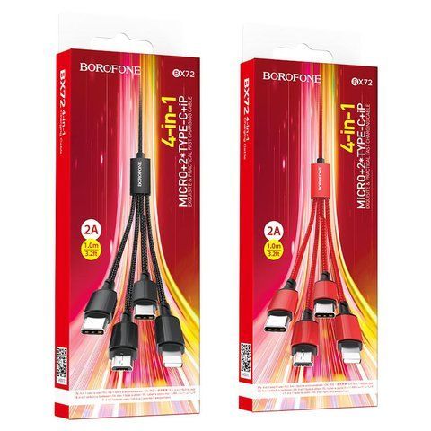 Кабель USB 4в1 BOROFONE BX72 LightingхMicroUSBхType-CхiPhone &mdash; основное фото товара