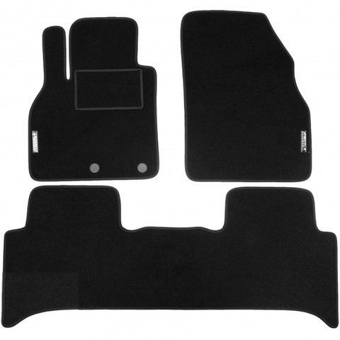Коврики в салон текстильные Renault Scenic 2003-09 Черные + Перемычка "GRIP" (основа липучка) Ворс стриженый &mdash; основное фото товара