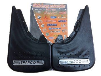 Брызговики малые черные "SPARCO" Серебристая надпись + мягкие с тиснёными шипами (2шт) &mdash; основное фото товара