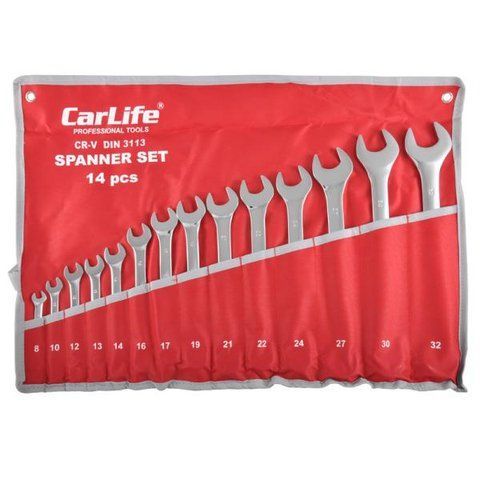 Набір ключів комбінованих (14шт) 8-32мм "Carlife" (WR4214) Сумка/хром-ванадіум метал &mdash; основне фото товару