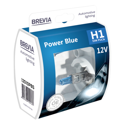 H1 галогенная лампа Brevia Power Blue 12V 55W 4200K для авто Box 2шт (12010PBS) &mdash; основное фото товара