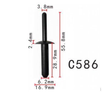 Заклепки C0586 пластикова DODGE, CHRYSLER, JEEP, GM (34201631, 25027)( уп. 100 шт.)