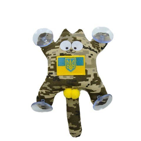 Игрушка на присоске "Кот Саймон" Флаг и Герб Украины Жёлто-Синий пиксель &mdash; основное фото товара