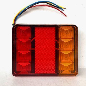 Задній ліхтар стоп/габарит/поворот квадратний LED 12/24V 120&times;95&times;23 мм з проводом для вантажівки комплект 2 шт SQ-0010 LED-8 (3275)