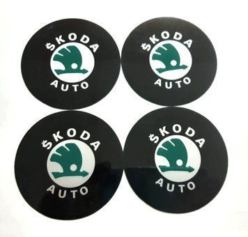 Логотипы для колпаков SKS Skoda зеленые, 4 шт