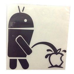 Наліпка плотерна Пісяючий Android чорна Мала 10.5х10.5см &mdash; основне фото товару