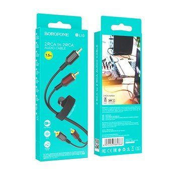 Аудіо-кабель тюльпан Borofone BL13 2RCA to 2RCA Black &mdash; основне фото товару