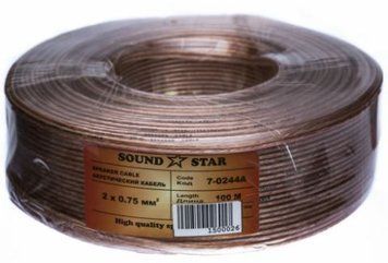 Кабель акустичний 2х0.75 100м прозорий "Sound Star" CCA 7-0244A &mdash; основне фото товару