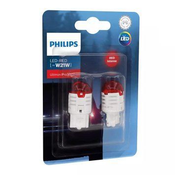 Светодиод 12V (бесцок.) W21 "Philips" (11065U30RB2) LED Red Ultinon Pro3000 (2шт.блист.)