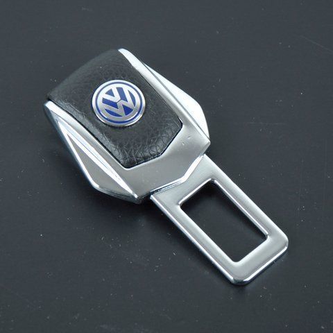 Заглушка ремня безопасности металл "Volkswagen" (1шт) цинк.сплав, кожа (тип №2) &mdash; основное фото товара
