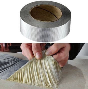 Бутилкаучукова стрічка герметизуюча фольгована Butyl Tape 1,2мм х 4,5см x 10м (ремонтна) 7233