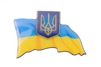 Наліпка силіконова "Прапор України з гербом" (9x6) &mdash; основне фото товару