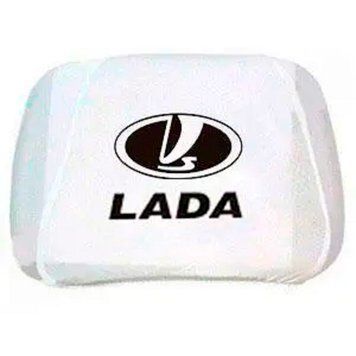 Чохол підголівників LADA білий чорний логотип &mdash; основне фото товару