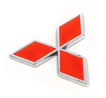 Емблема "Mitsubishi" 100х90мм (червона, скотч)