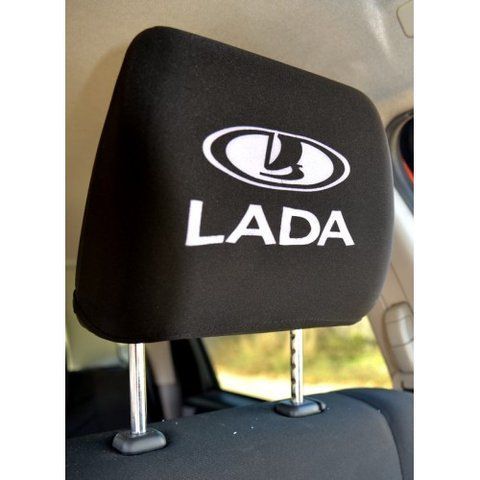 Чохол підголівників LADA чорно-білий логотип &mdash; основне фото товару