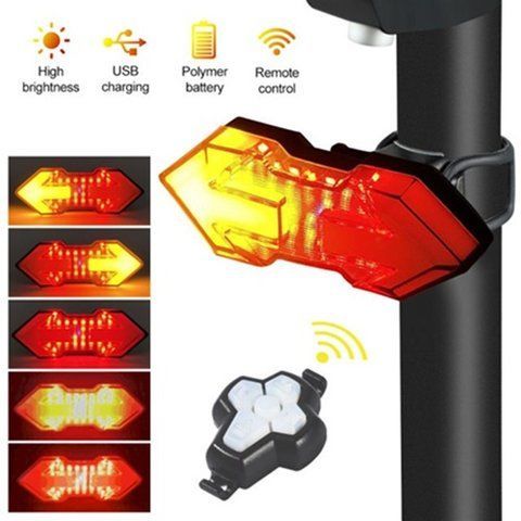 Фонарь задний велосипедный HYD-040 с указанием поворотов (red+yellow), ЗУ micro USB, встр. акб.пульт &mdash; основное фото товара