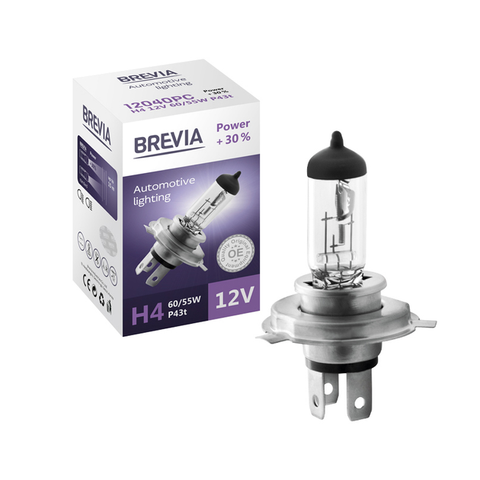 H4 галогенная лампа Brevia 12V 60/55W +30% для авто 1шт (12040PC) &mdash; основное фото товара