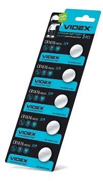 Батарейка CR1616 3V "VIDEX" (1блістер-5шт) +40% $ LifeTime