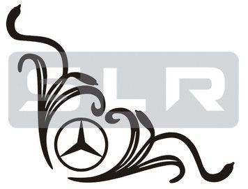 Наліпка на бічне скло чорна Логотип MERCEDES кутом 32х32 см (2-шт компл.) &mdash; основне фото товару