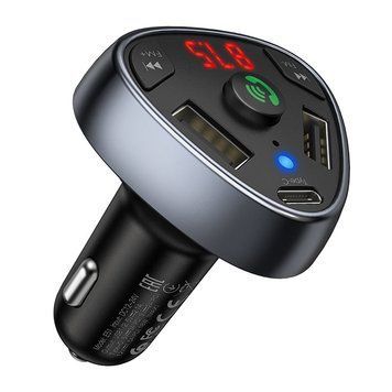 Модулятор Bluetooth "E51" "Hoco" 2 USB+AUX вих+Type-C 12/24V