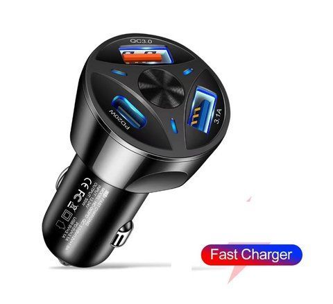 АЗП 12/24V 2USB-1Type-C Model JB-2A+C PD 12W+QC3.0+3.1A 55W (Led світло) Чорна &mdash; основне фото товару