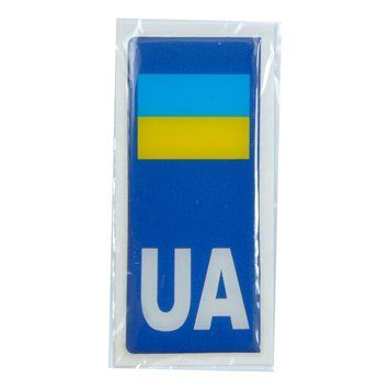 Наклейка "UA" "Флаг Украины" для номерного знака - Силиконовая (4х10см) &mdash; основное фото товара