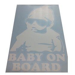Наклейка Предупреждающая "Ребенок в авто" плоттерная белая Baby on board &mdash; основное фото товара