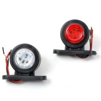 Габарит ріжки прямий 5 см 12/24V червоно-білий 6+6 LED Thoc Auto ТН-310 1 шт
