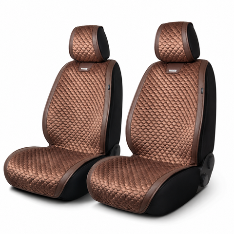 Накидки на передние сиденья авто Elegant Trento велюр коричневые (700 605) &mdash; основное фото товара