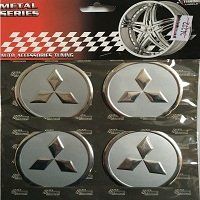 Наклейка на ковпаки "Mitsubishi" (60мм) хром (4шт) &mdash; основне фото товару