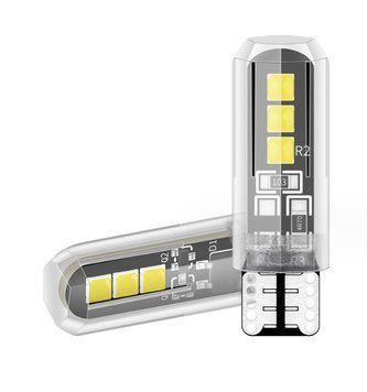 Светодиод 12V T10 Белый SMD 6-3030 Стекло 2W №152