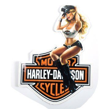 Наліпка "Дівчина в кепці - Harley" 14,5*20см (1шт) &mdash; основне фото товару