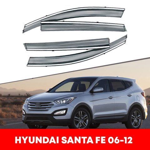 Дефлектори Вікон Вітровики Hyundai Santa Fe 06-12 "FLY" (Хромована смуга, скотч) &mdash; основне фото товару