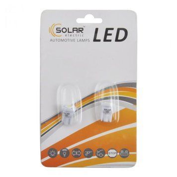 Світлодіод 12V Т10 Білий SMD 1 (5050) (2шт. бл.) "Solar" LS245_B2