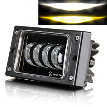 Двухцветная LED противотуманная фара Leader FOG-211 для ВАЗ 2110&ndash;2115 60W, белый/желтый свет, 1 шт (4098)
