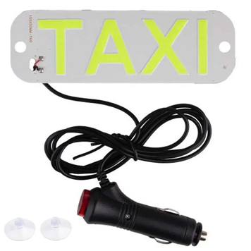 Табличка - LED "TAXI" White 15,5см прикурювання 12В, на присосках &mdash; основне фото товару