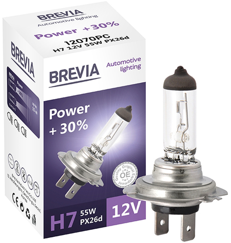 H7 галогенная лампа Brevia 12V 55W +30% для авто 1шт (12070PC) &mdash; основное фото товара