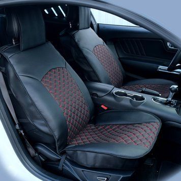 Rcar накидки 3D на сиденья авто передние черные з червоними ромбами (1+1)