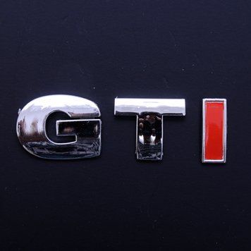 Емблема - напис "GTI" (хром) I-червона/скотч/роздільна (блістер) 80х26 мм 1991-1997