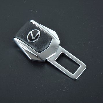 Заглушка ремня безопасности металл "Lexus" (1шт) цинк.сплав, кожа (тип №2) &mdash; основное фото товара