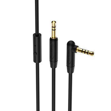 Аудио кабель 3,5 мм AUX 1m Borofone BL5 Black + микрофон + кнопка вызова &mdash; основное фото товара