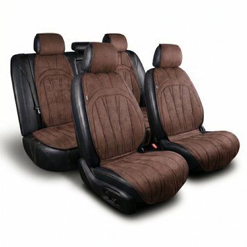 Накидки на сидіння авто Elegant Ancona алькантара коричневі комплект (700 815) &mdash; основне фото товару